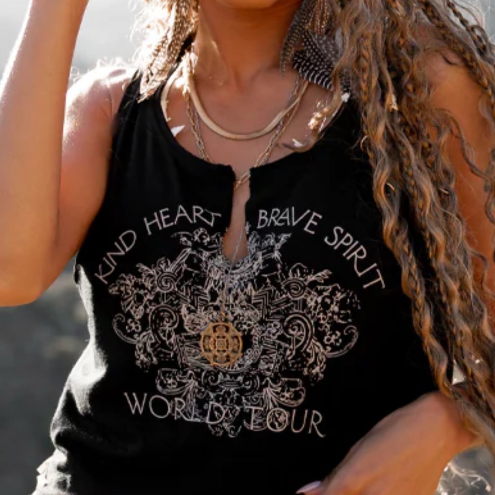 **New** Joyfolie Naima Black Graphic Tank Top